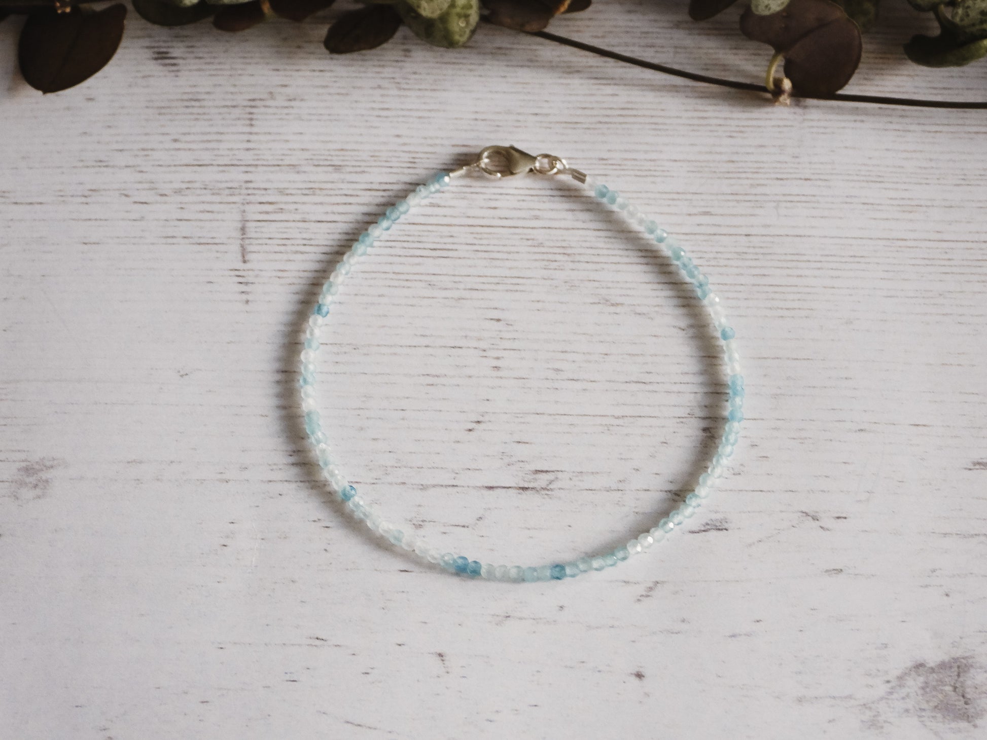 boho style aquamarine gemstone healing bracelet