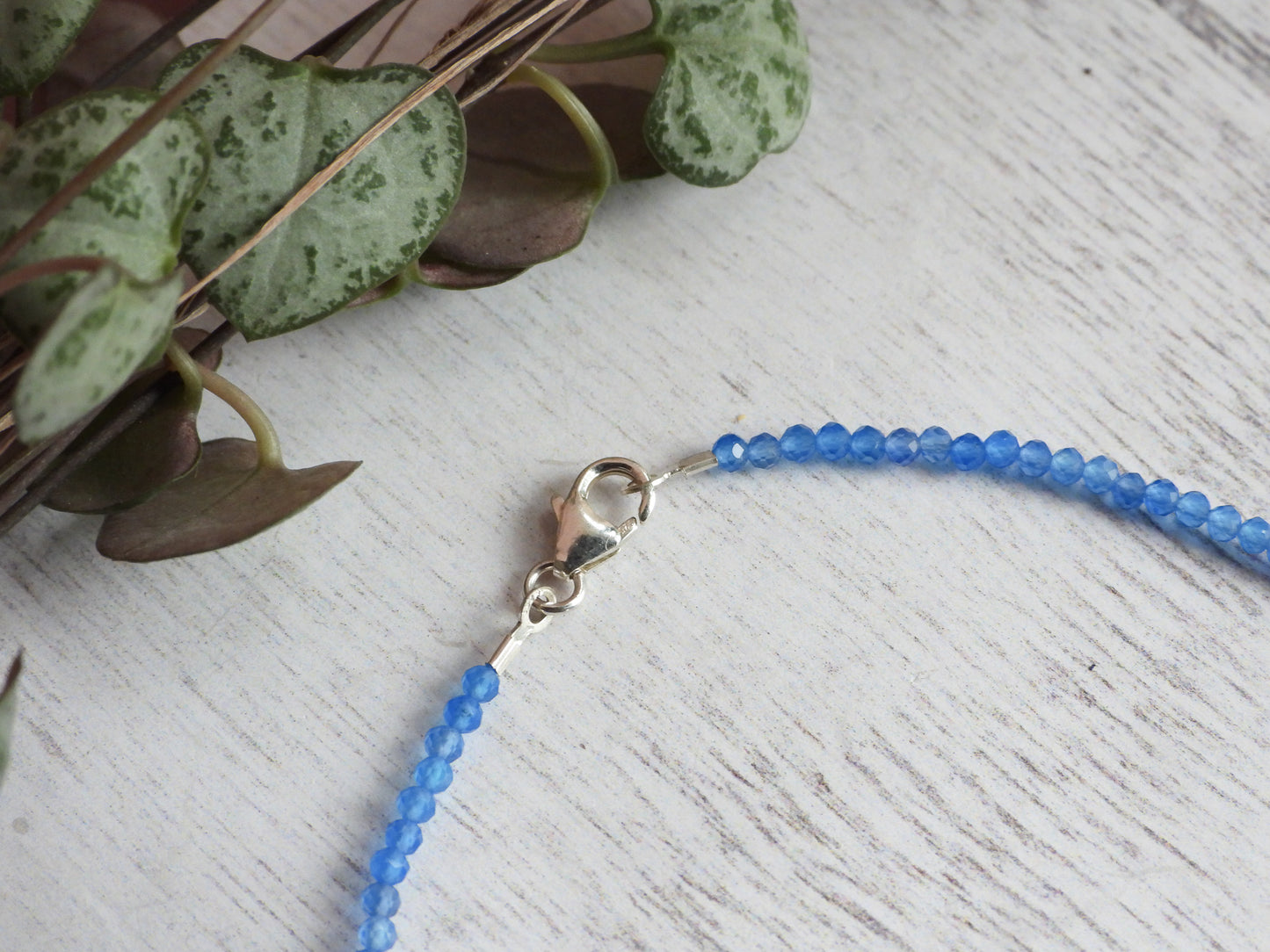 Dainty Chalcedony "Speakers Stone" Gemstone Anklet | Faceted Beads