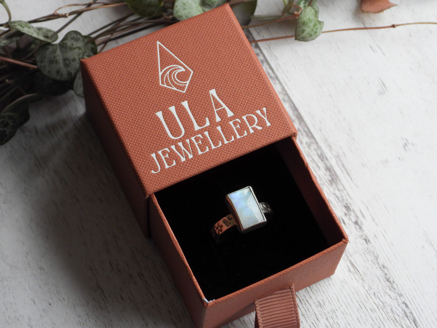 Celestial Rainbow Moonstone "Steren" Ring | Size O 1/2 | Recycled Silver 925