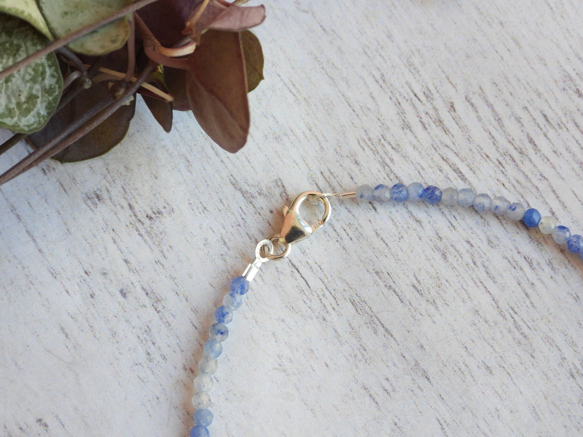 Dainty Blue Spot Jasper Gemstone Bracelet | Sterling Silver | Handmade