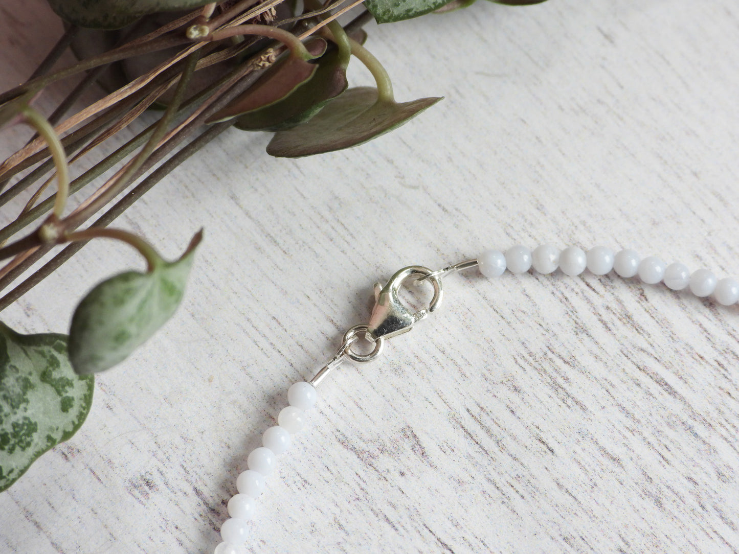 Dainty Blue Lace Agate "Diplomacy" Gemstone Anklet | Round Beads