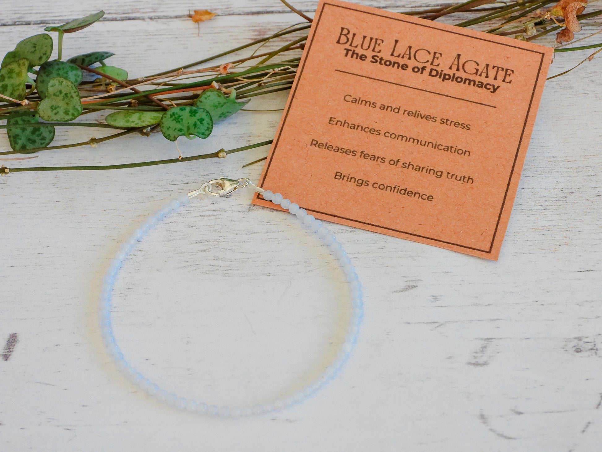 blue lace agate gemstone crystal healing bracelet