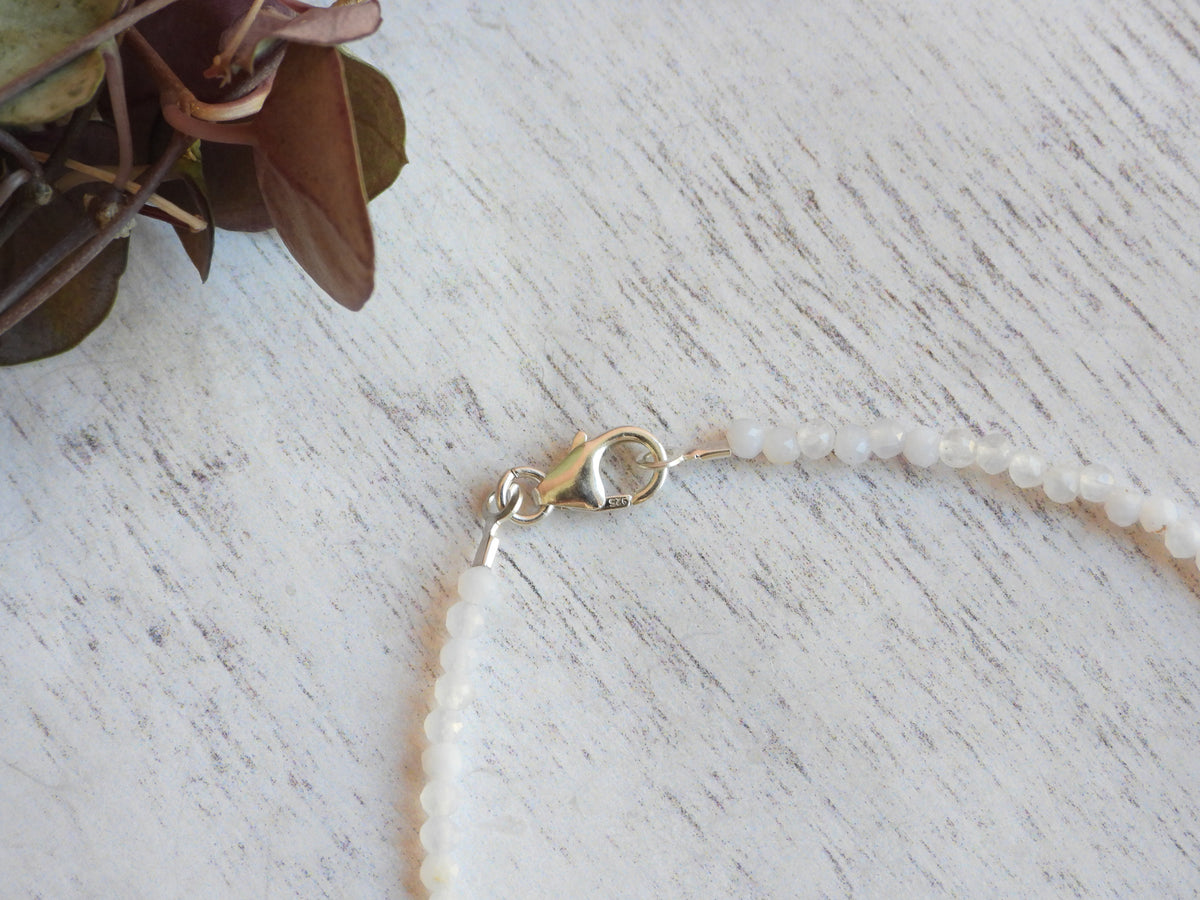 Dainty Blue Lace Agate Gemstone Bracelet | Sterling Silver | Handmade