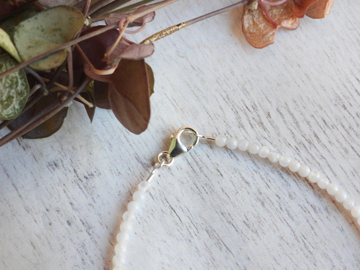 Dainty Blue Lace Agate Gemstone Bracelet | Sterling Silver | Handmade