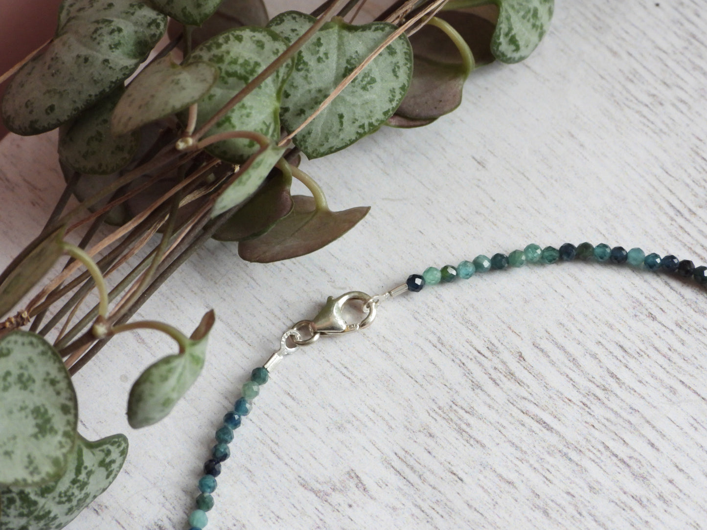 Dainty Blue Tourmaline "Forgiveness" Gemstone Anklet | Faceted Beads