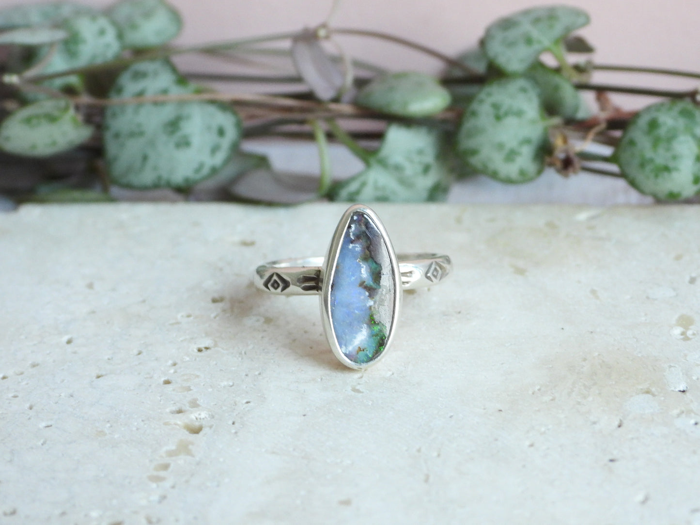 Australian Boulder Opal Stacking Ring | Size O