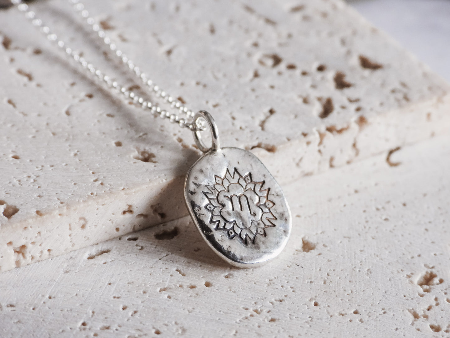 bohemian mandala star sign scorpio necklace