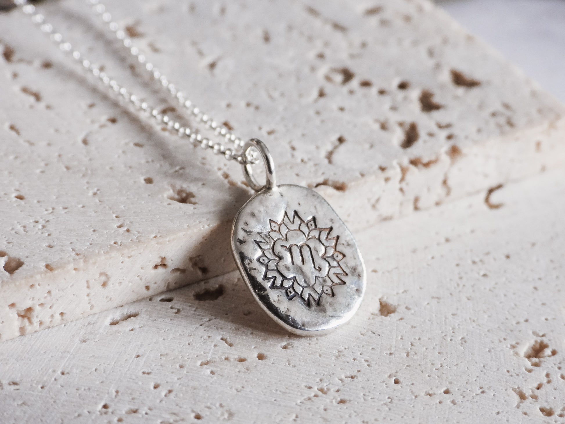 bohemian mandala star sign scorpio necklace