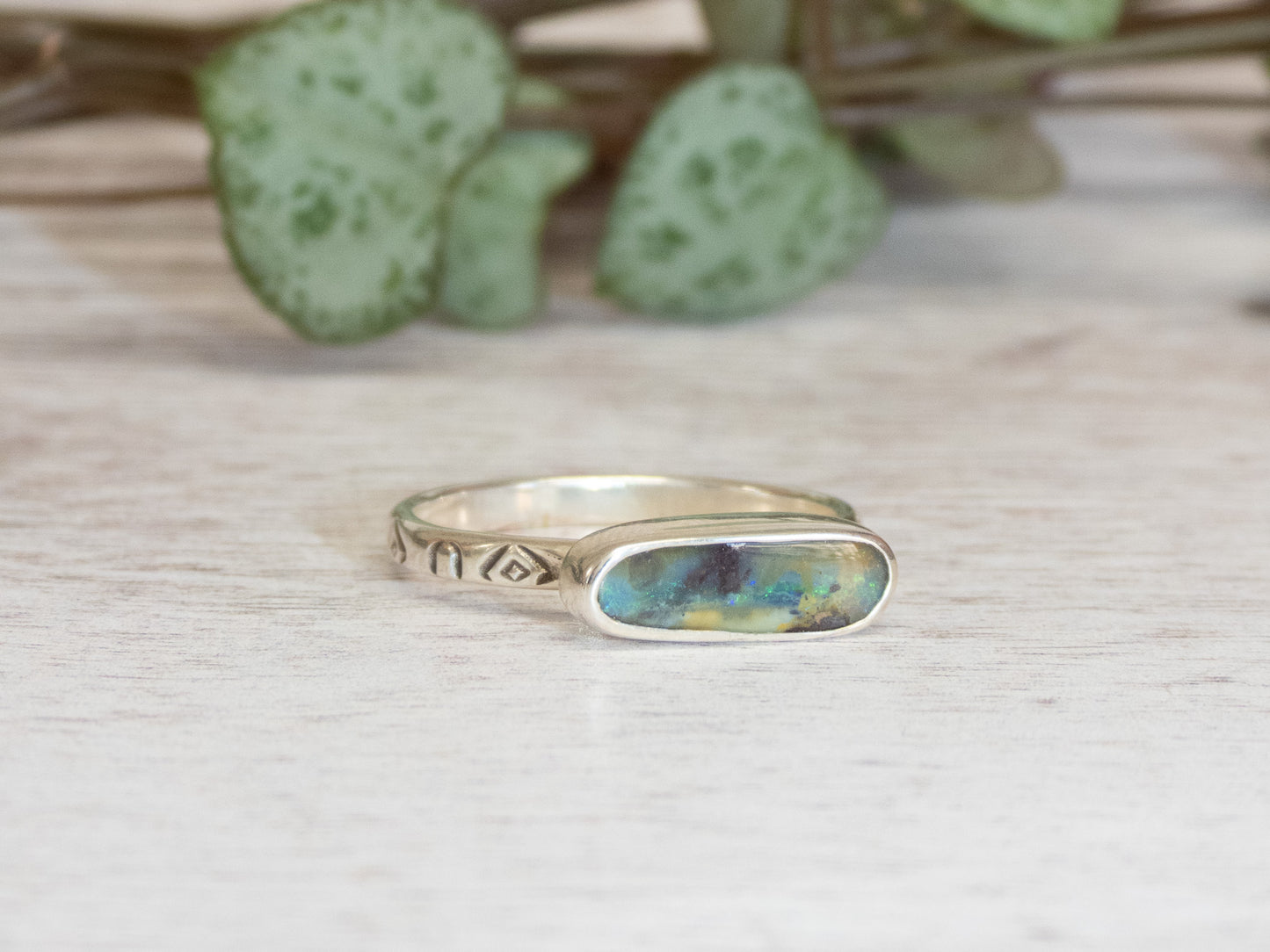 Australian Boulder Opal Stacking Ring | Size P