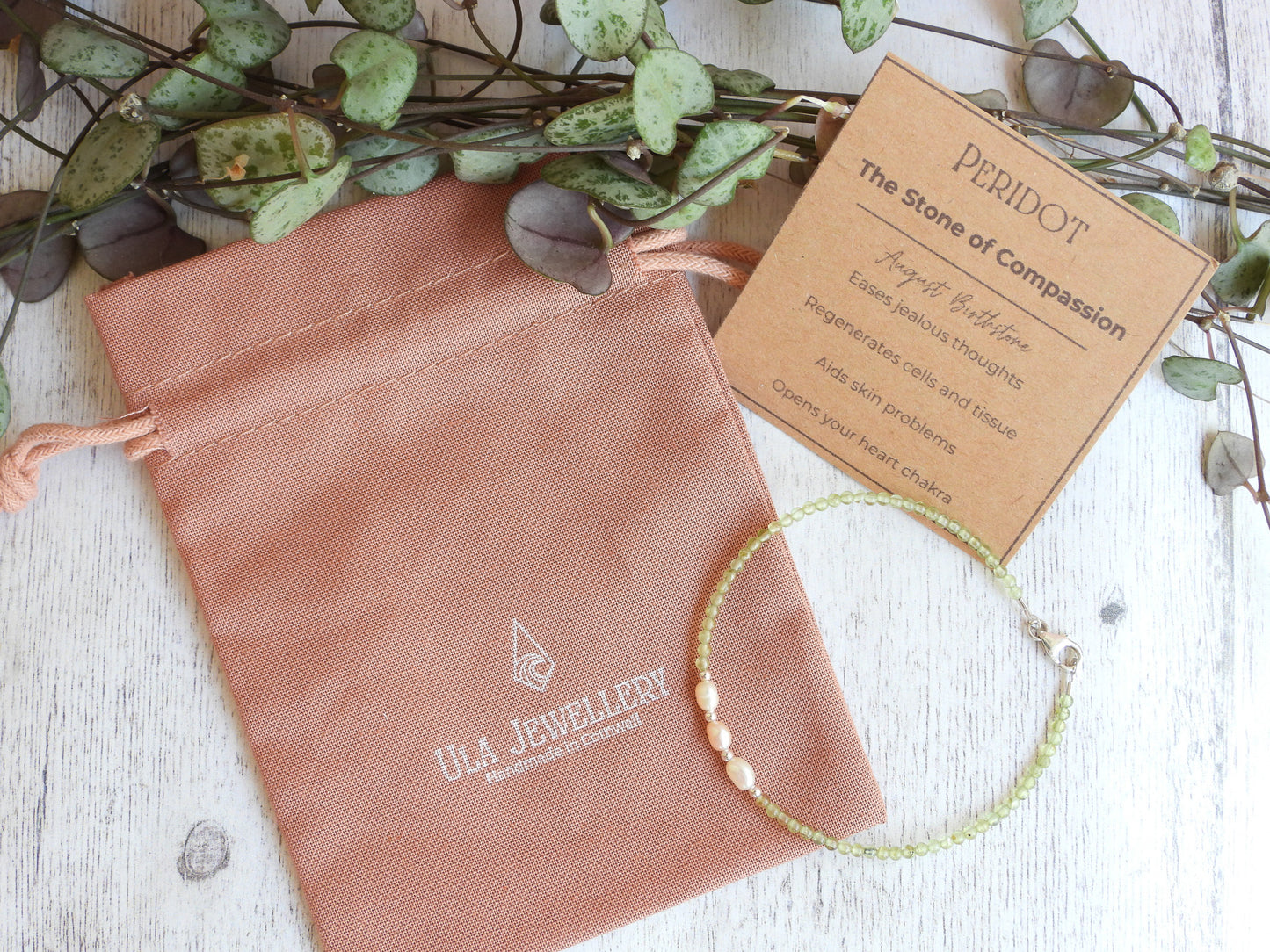 bohemian style beach birthstone and pearl handmade bracelets by Ula Jewellery