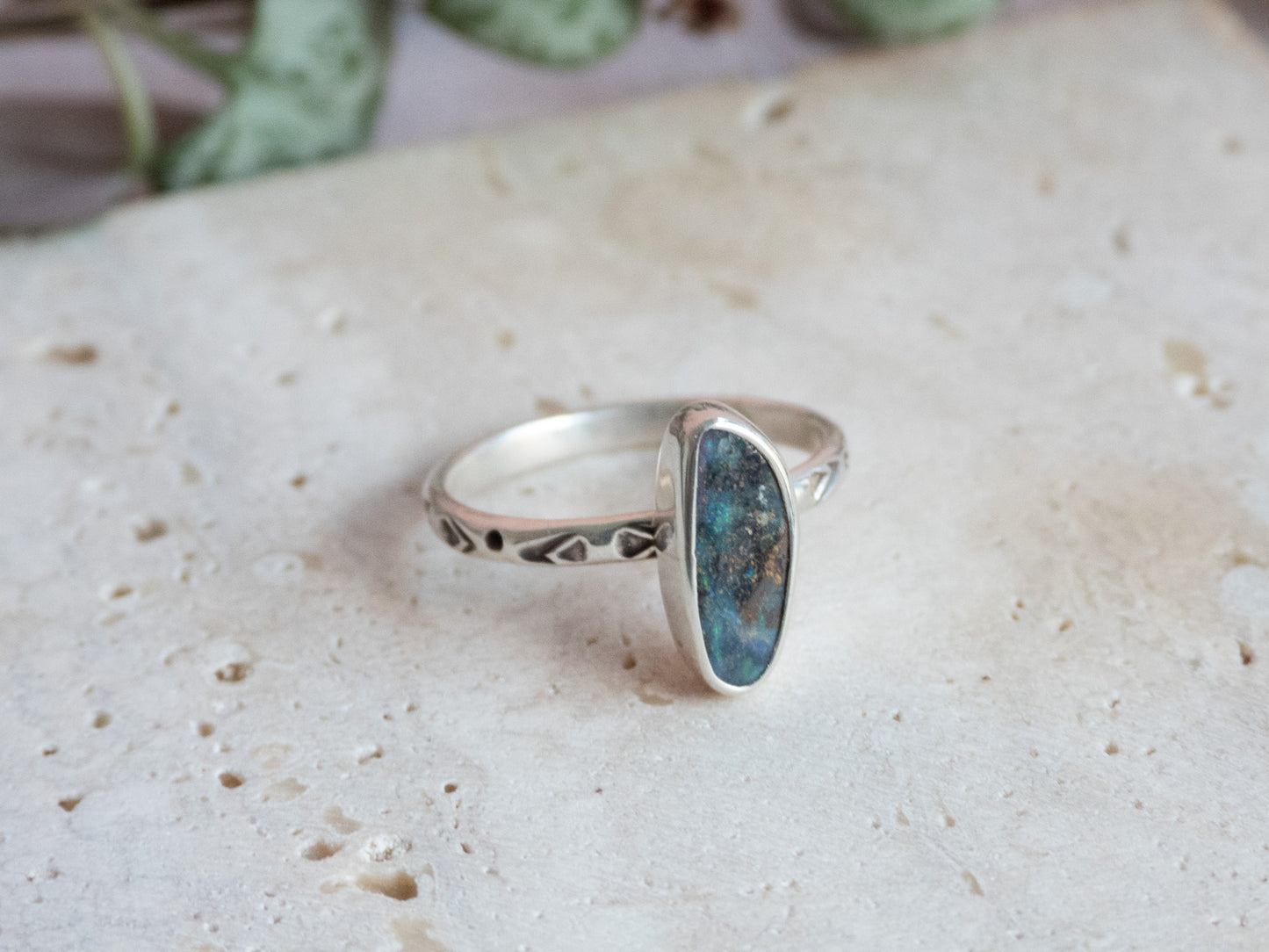 Australian Boulder Opal Stacking Ring | Size N