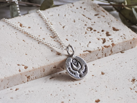 Rustic Silver Boho Charm Necklace | Recycled Silver 925
