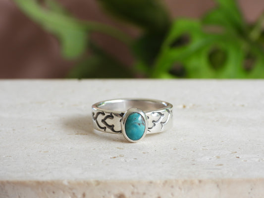 Turquoise Mandala Ring | Recycled Silver 925 | Size O