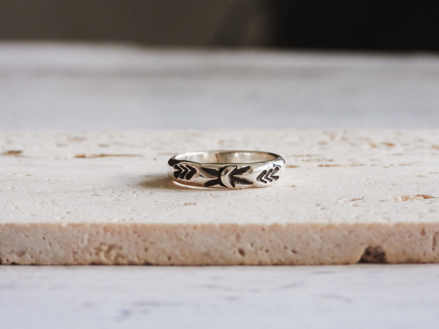 bohemian custom made silver moon ring