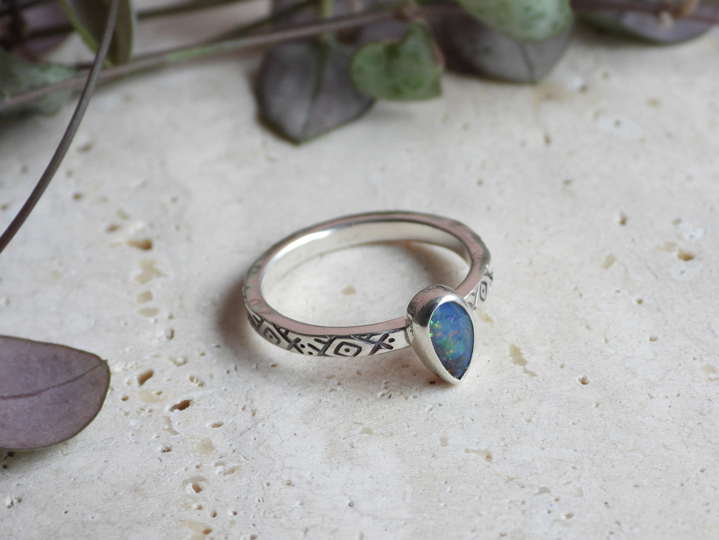 Australian Boulder Opal Ring | Handmade with Recycled Sterling Silver | Size Q