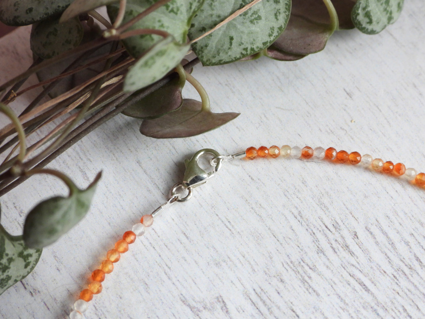 Dainty Carnelian "Fertility" Gemstone Anklet | July Birthstone | Faceted Beads