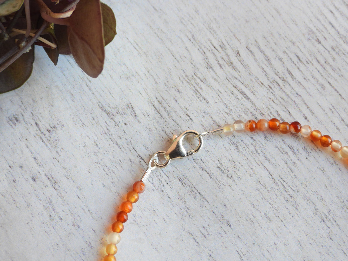 Dainty Carnelian Gemstone Bracelet | Sterling Silver | Handmade