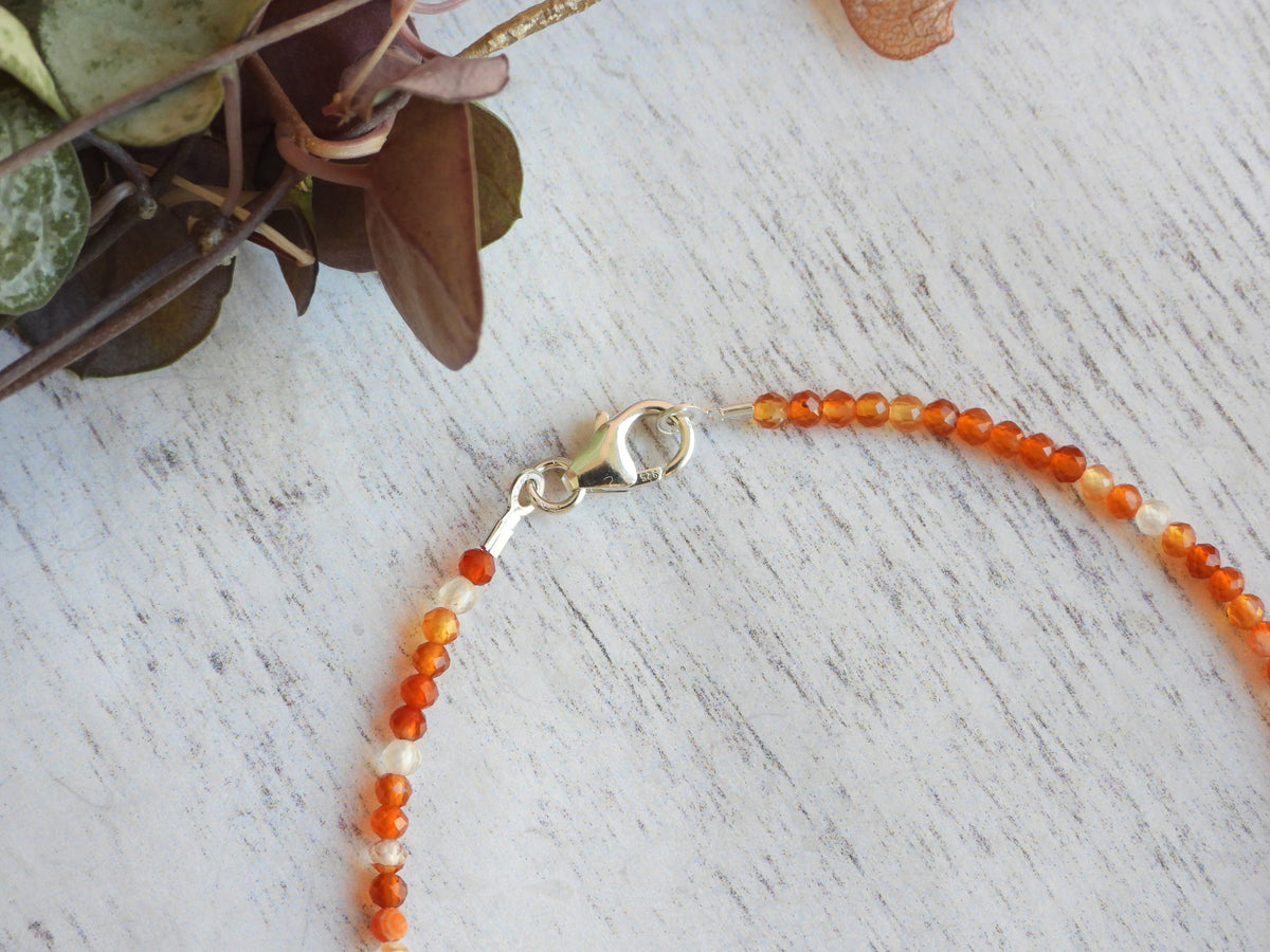 Dainty Carnelian Gemstone Bracelet | Sterling Silver | Handmade