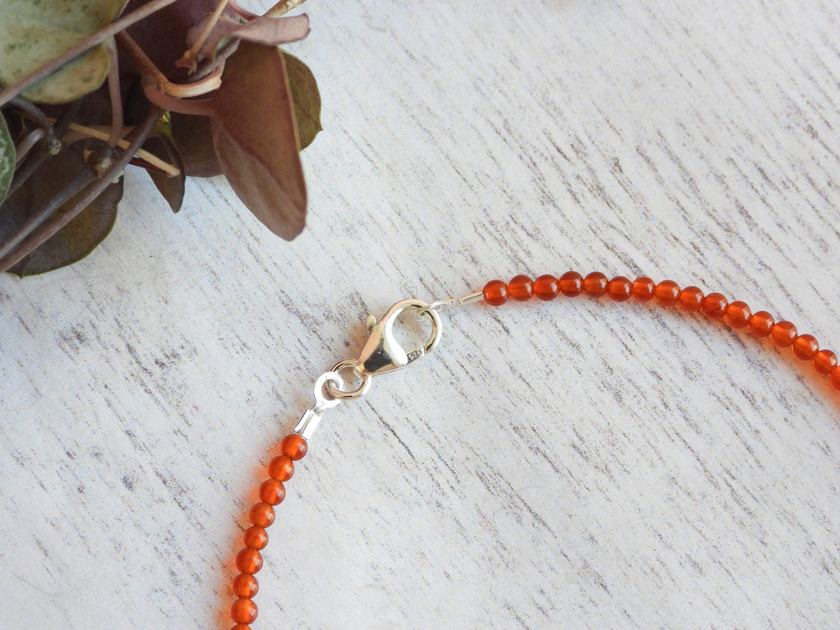 Dainty Carnelian Gemstone Bracelet | Sterling Silver | Handmade