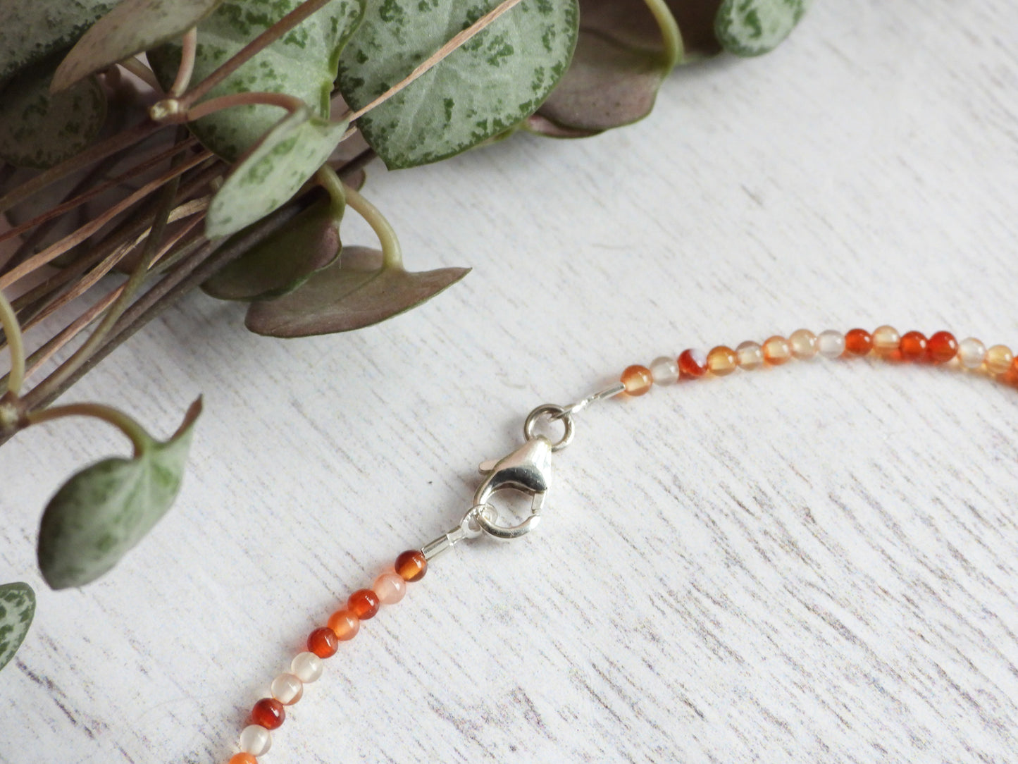 Dainty Carnelian "Fertility" Gemstone Anklet | July Birthstone | Round Beads