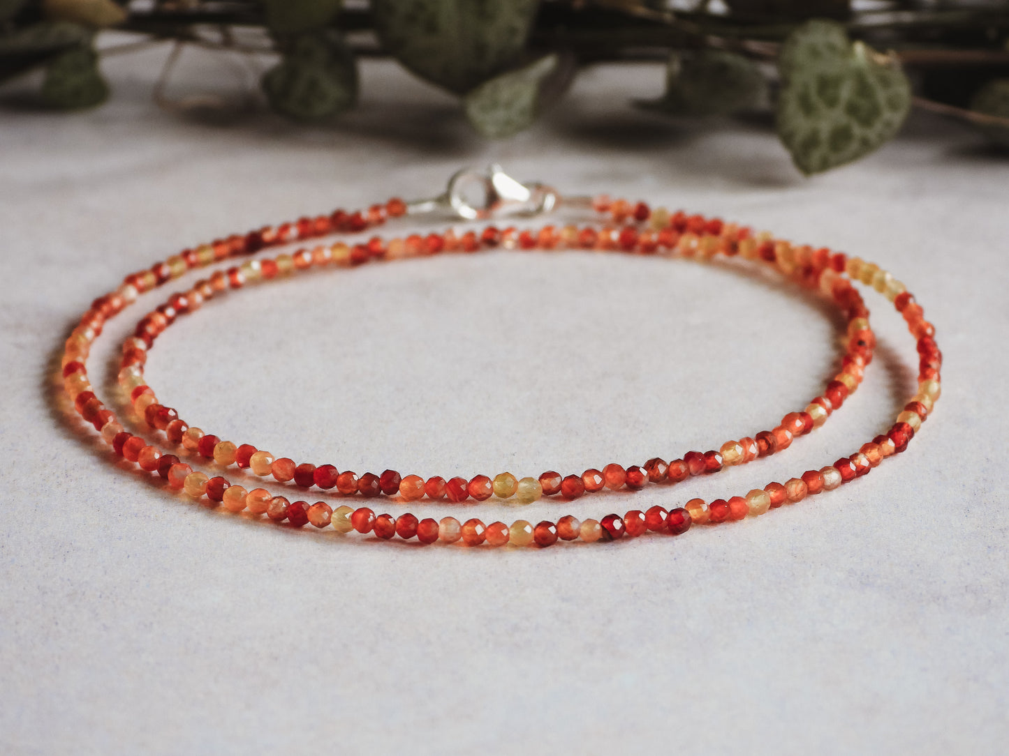 Dainty Carnelian "Fertility" Gemstone Necklace | Faceted Beads
