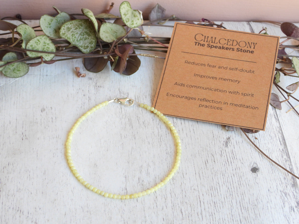 Dainty Chalcedony Gemstone Bracelet | Sterling Silver | Handmade