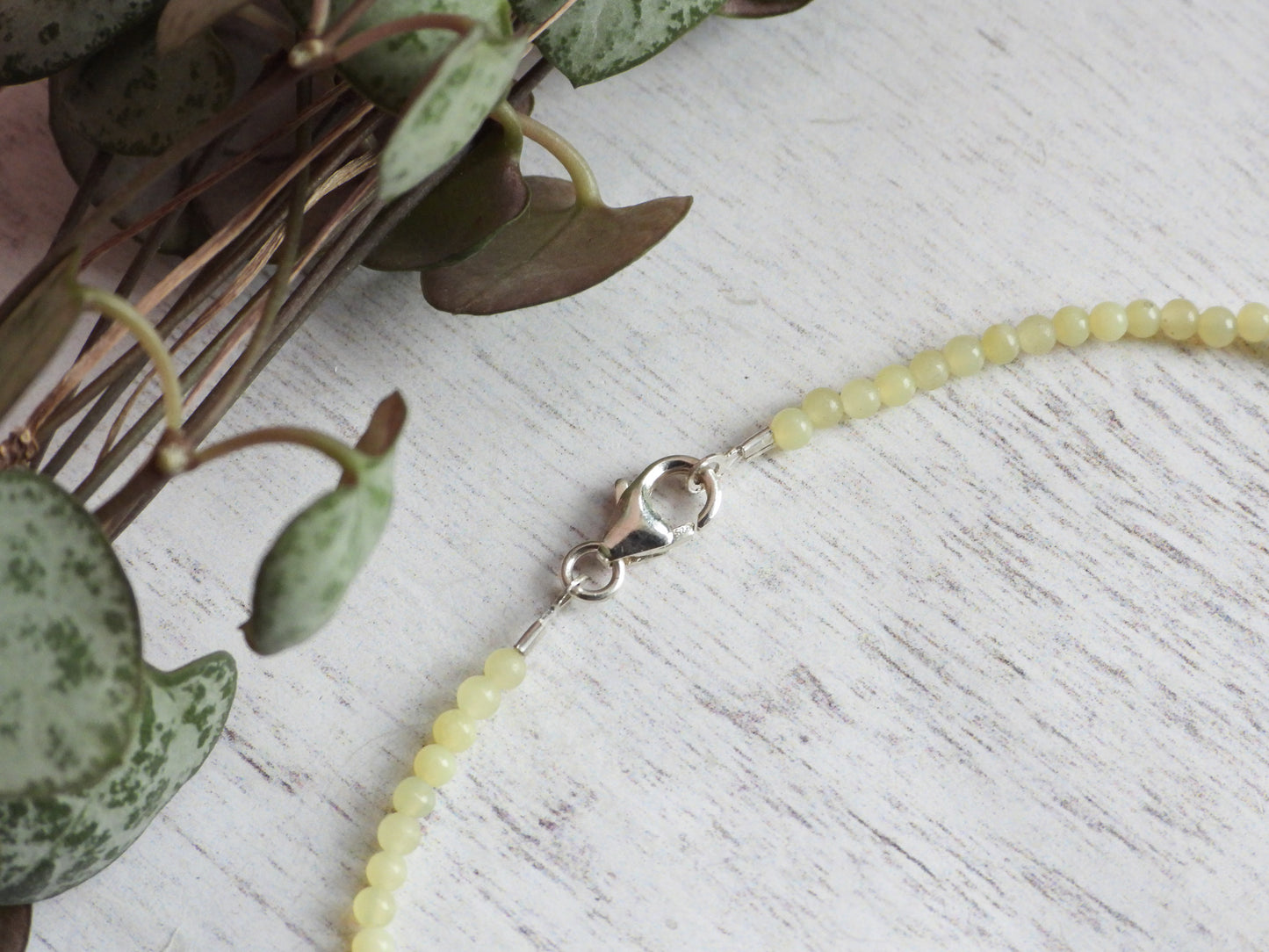 Dainty Chalcedony "Speaker's Stone" Gemstone Anklet | Round Beads