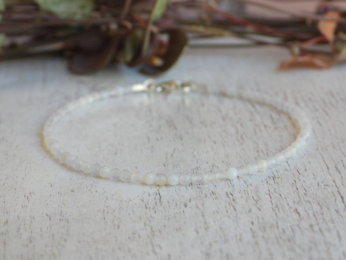 Dainty Chalcedony Gemstone Bracelet | Sterling Silver | Handmade