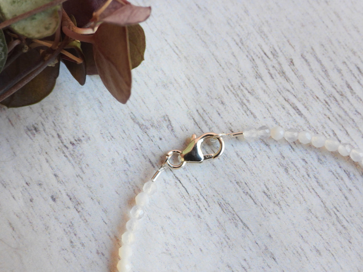 Dainty Chalcedony Gemstone Bracelet | Sterling Silver | Handmade
