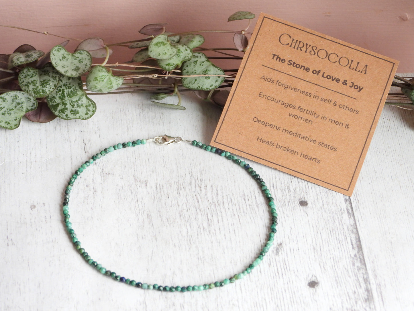 Dainty Chrysocolla Gemstone "Mastery" Anklet | Faceted Beads