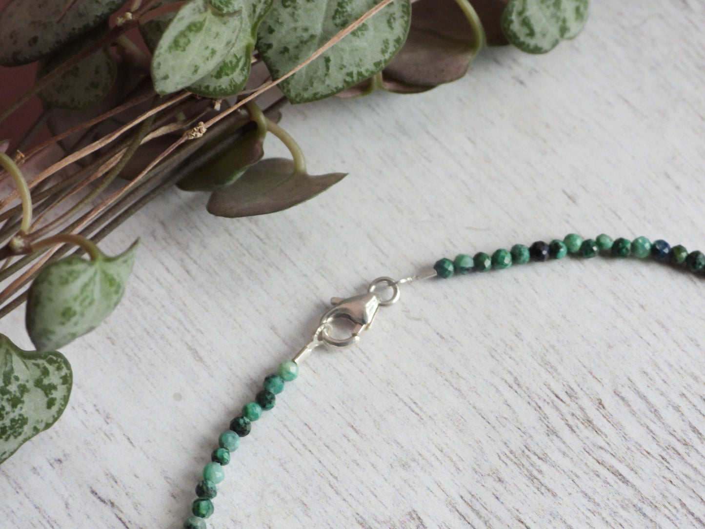 Dainty Chrysocolla Gemstone "Mastery" Anklet | Faceted Beads