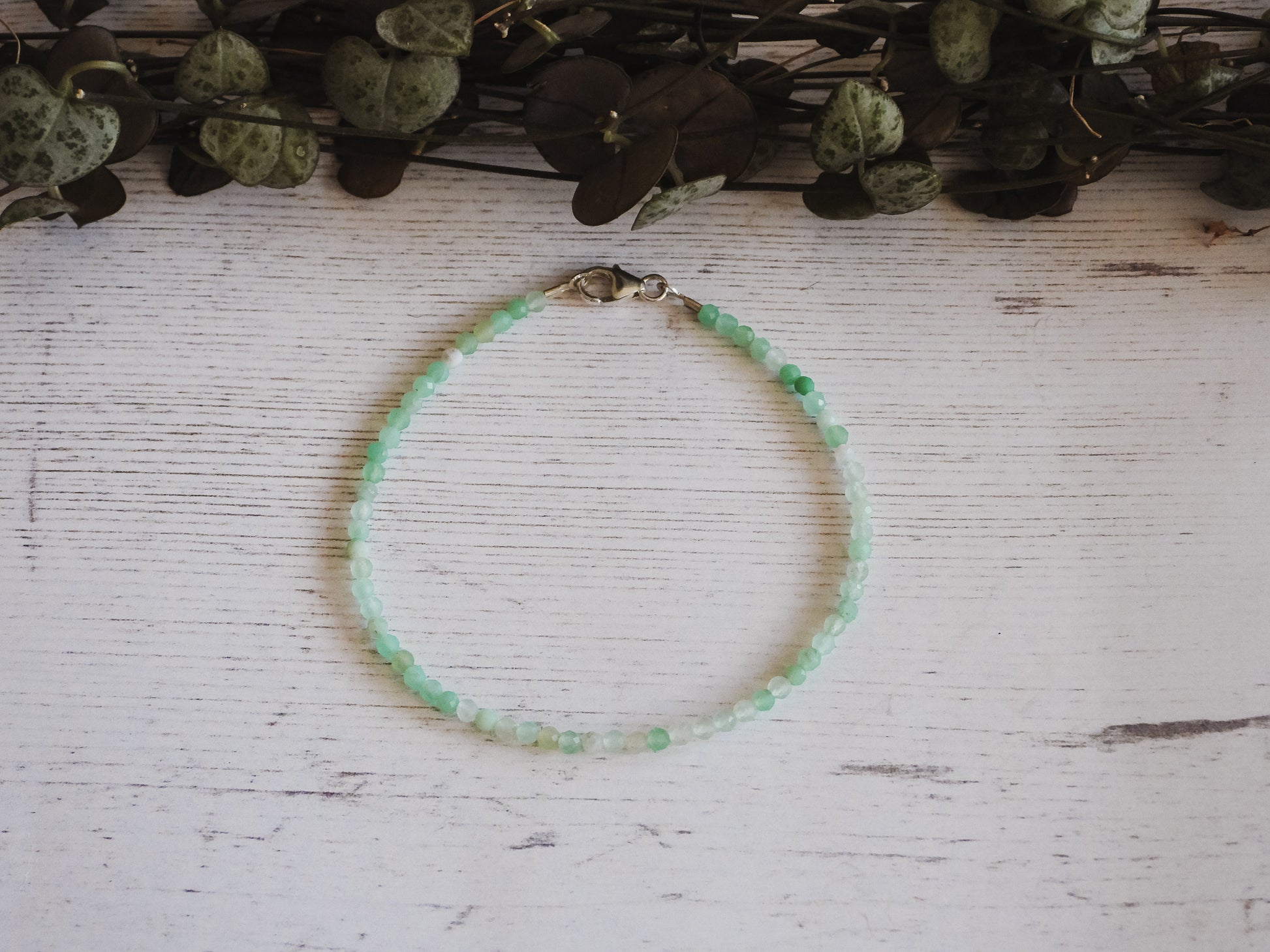 green chrysoprase 2mm beaded stacking bracelet