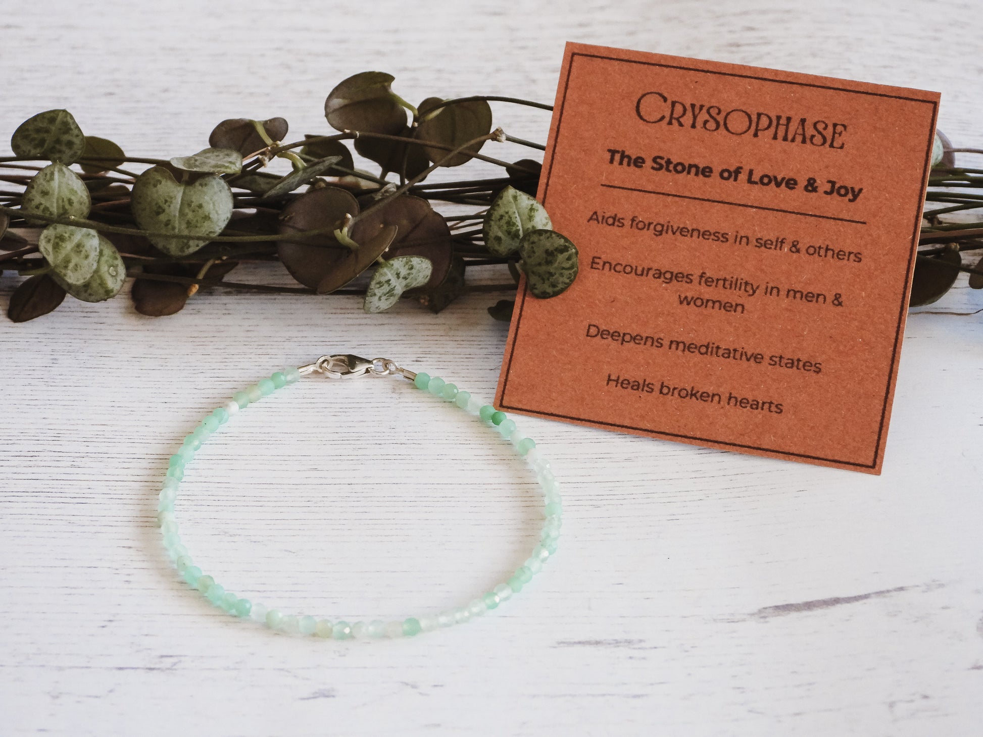 chrysoprase crystal healing reiki bracelet in bohemian style