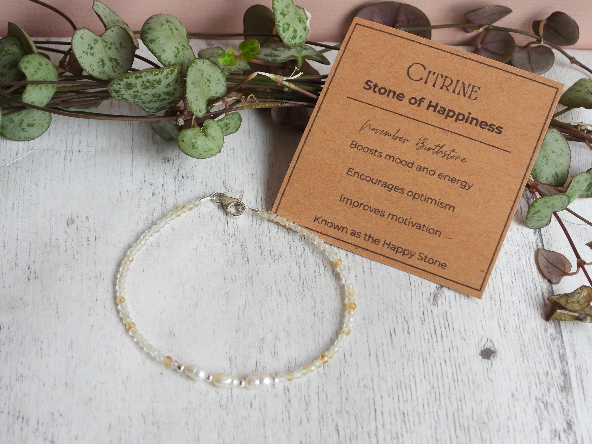 citrine crystal healing gemstone bracelet in boho style for stacking