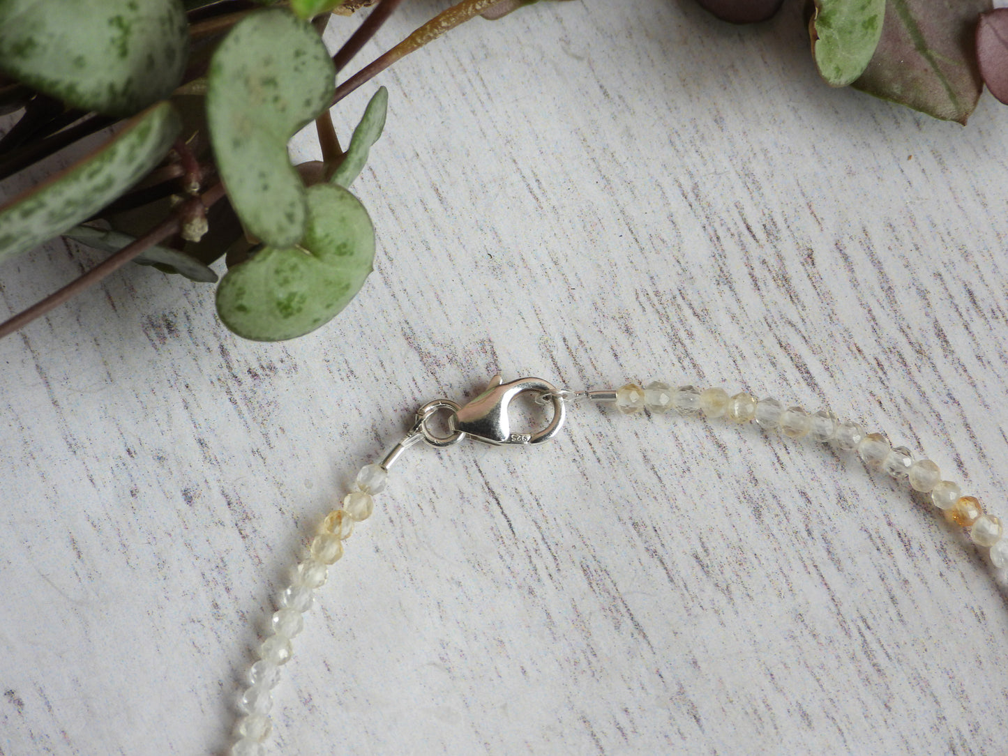 citrine and pearl beaded bracelet with solid sterling silver clasp