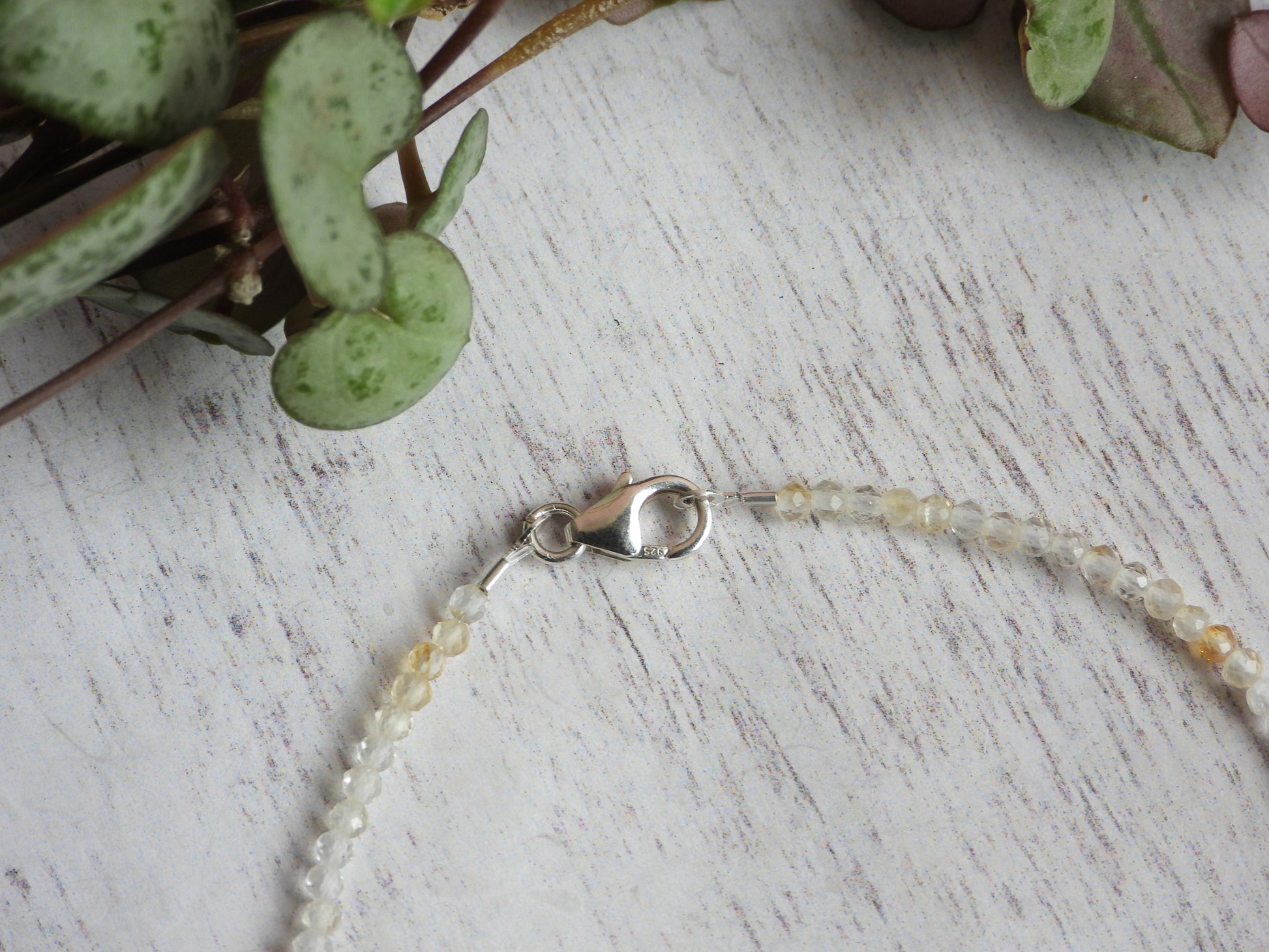 citrine and pearl beaded bracelet with solid sterling silver clasp