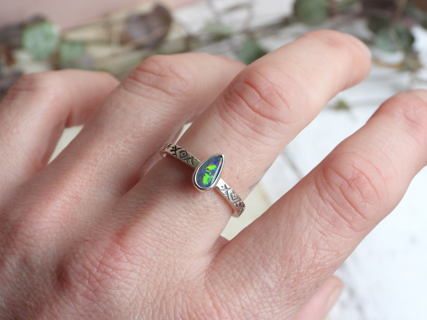 Australian Boulder Opal Ring | Handmade with Recycled Sterling Silver | Size Q