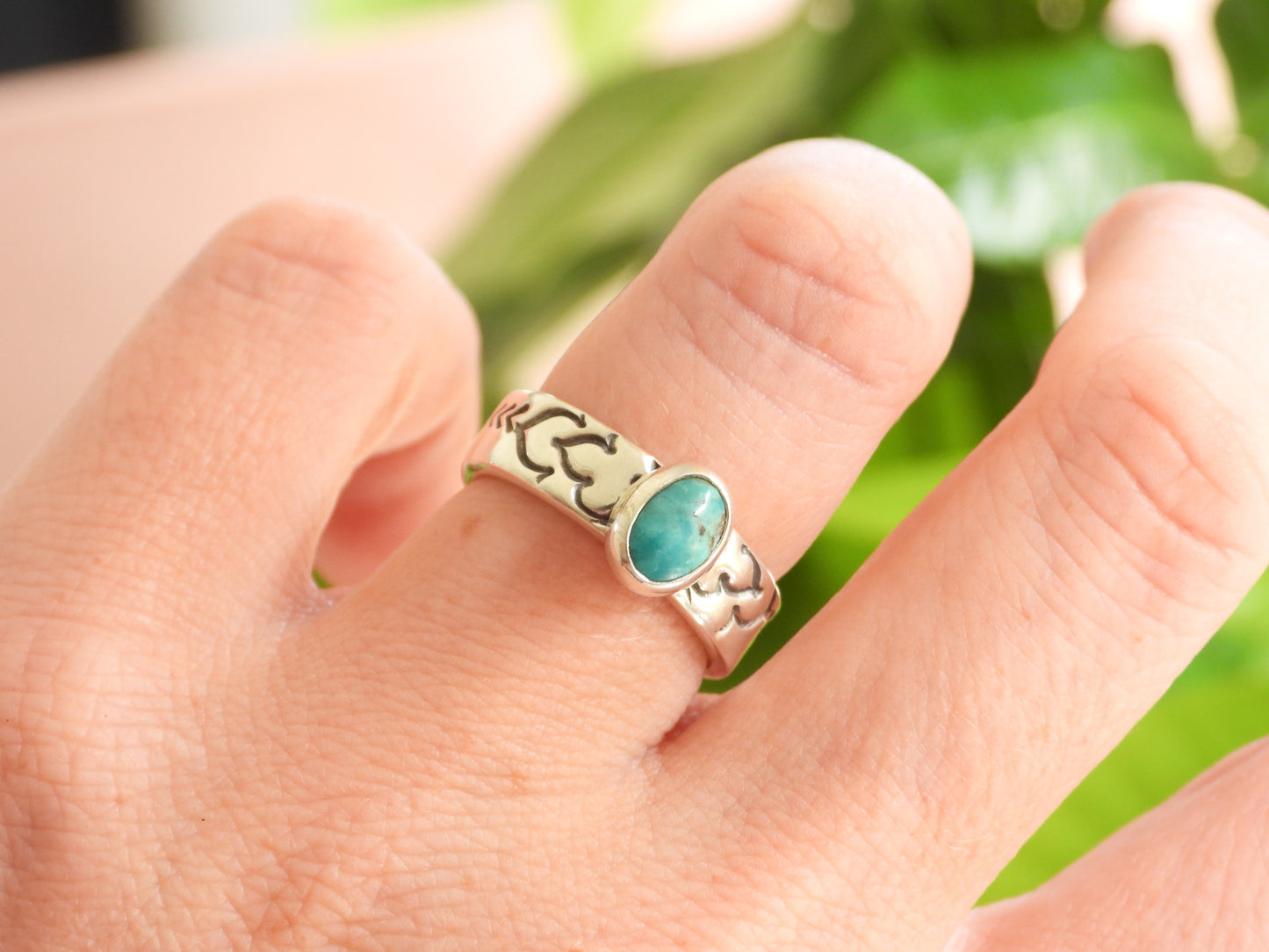 Turquoise Mandala Ring | Recycled Silver 925 | Size O