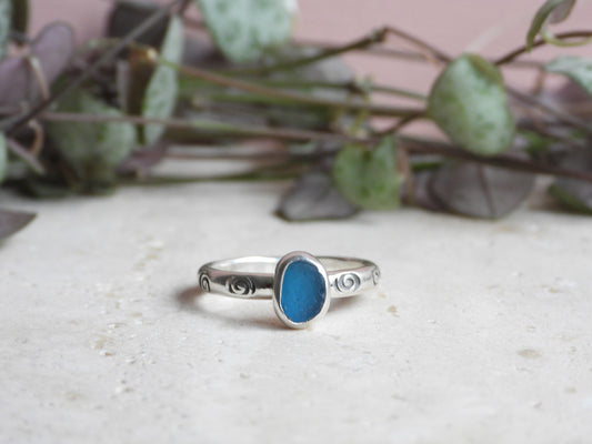rare piece of Cornish turquoise seaglass handmade with recycled 925 silver
