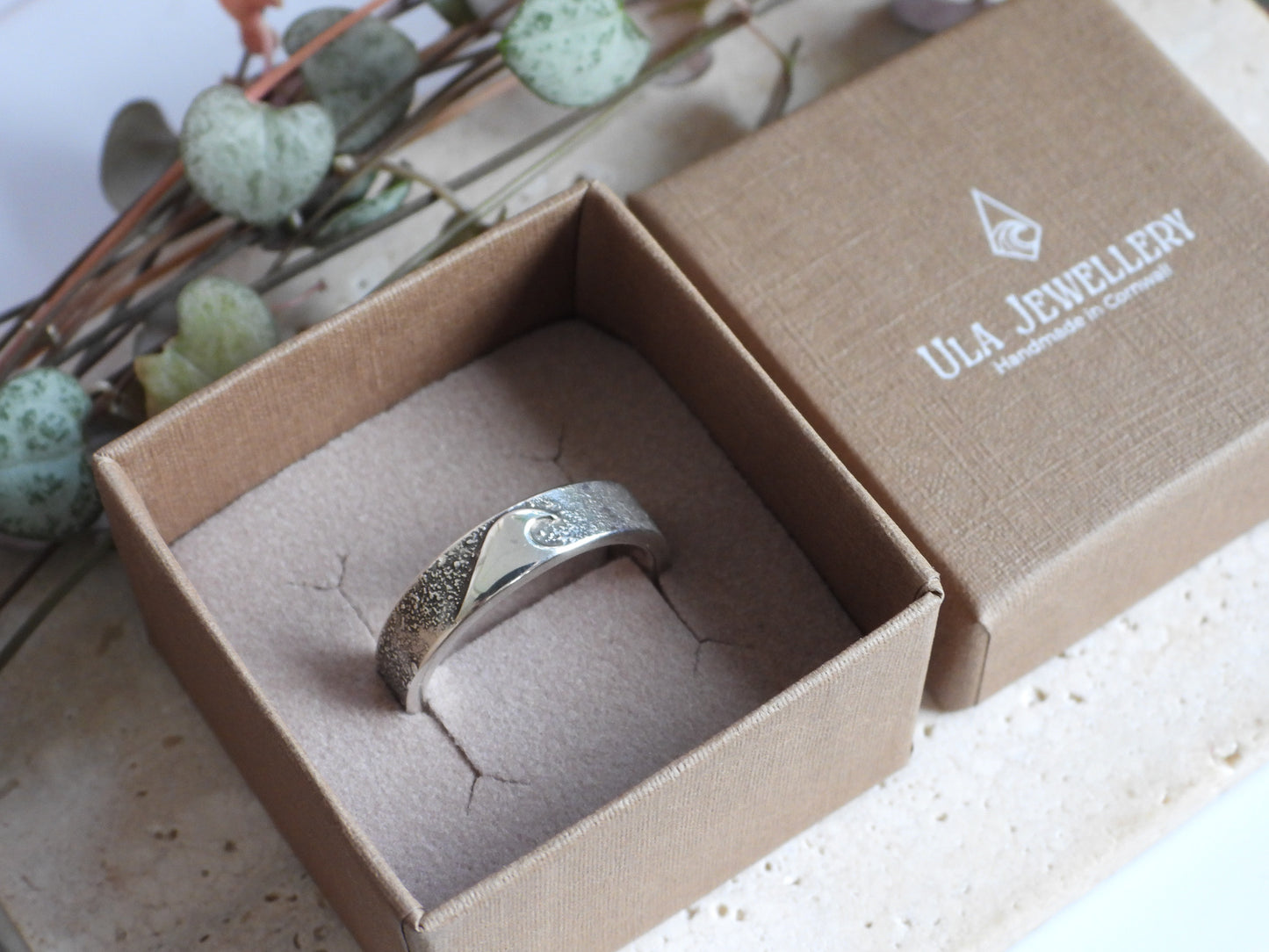 Rustic Wave Ring | Recycled Sterling Silver | Personalised Engraving Option