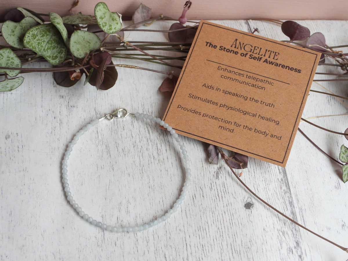 Dainty Gemstone Angelite  Bracelet | Sterling Silver | Handmade