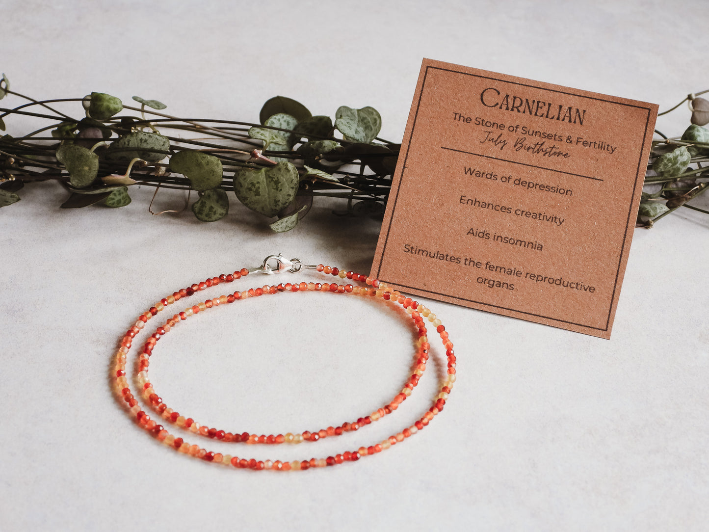 Dainty Carnelian "Fertility" Gemstone Necklace | Faceted Beads