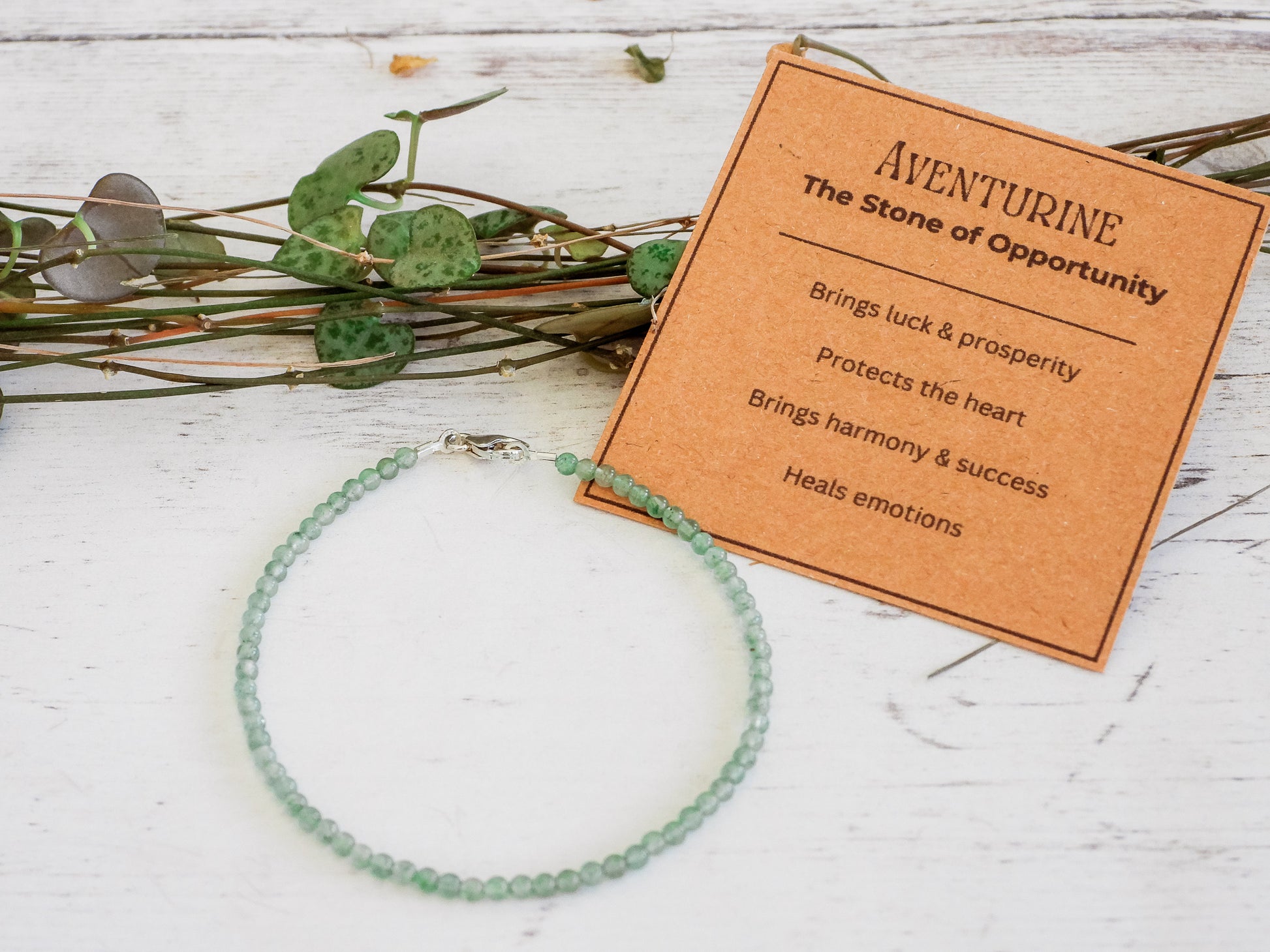 green aventurine crystal healing beaded bracelet