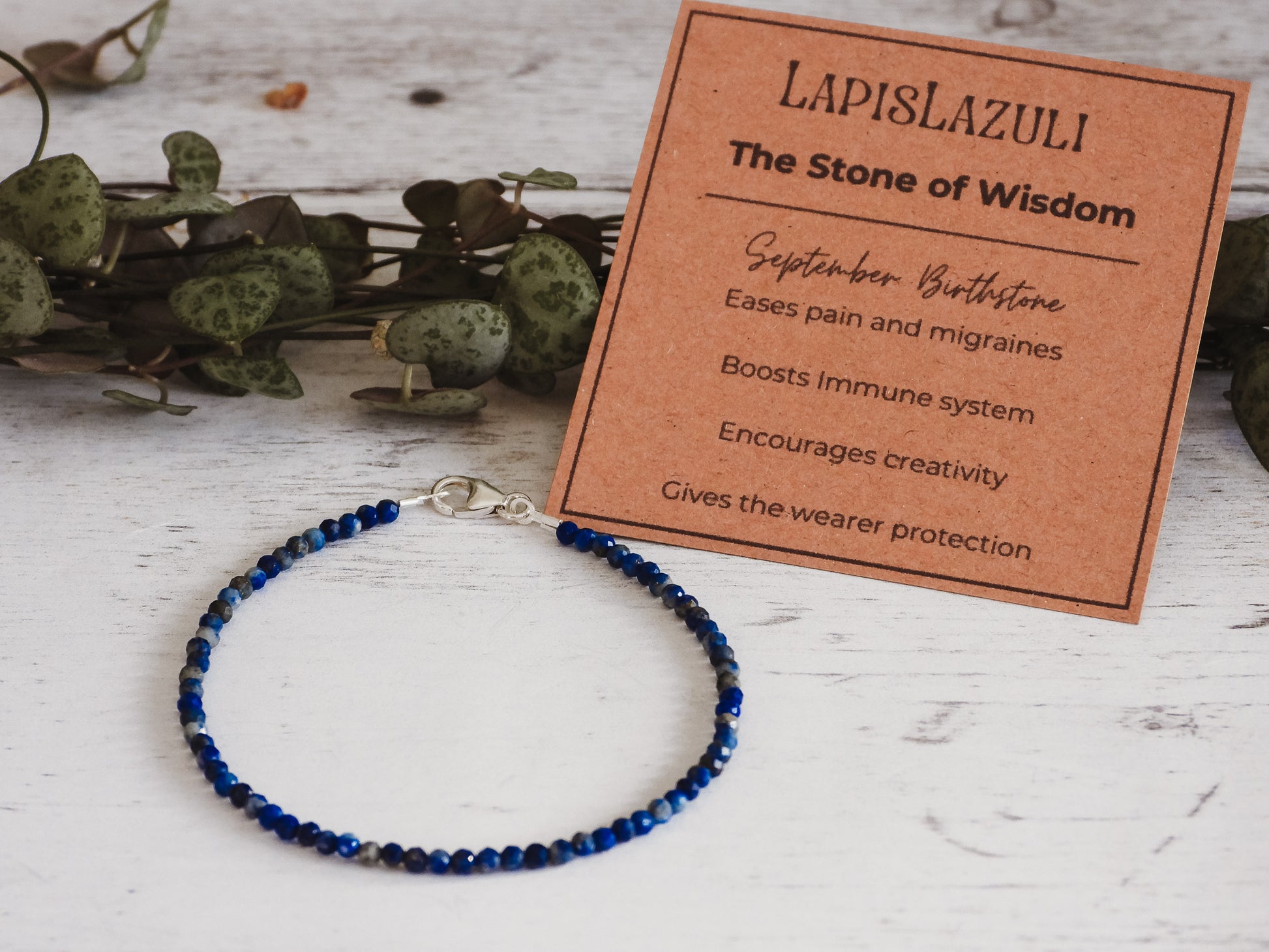 crystal healing blue lapis lazuli gemstone birthstone bracelet