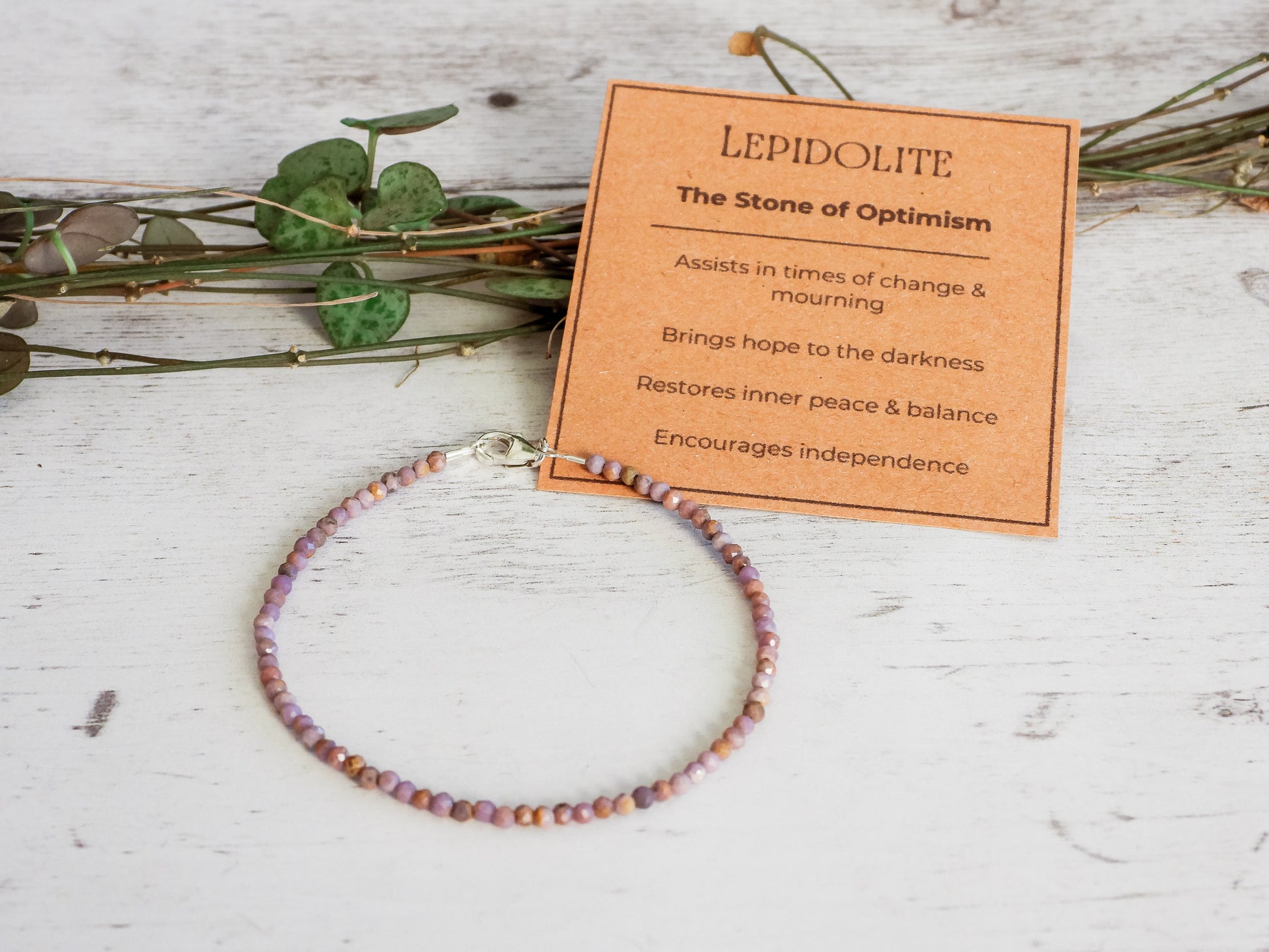 lepidolite crystal healing gemstone stacking bracelet