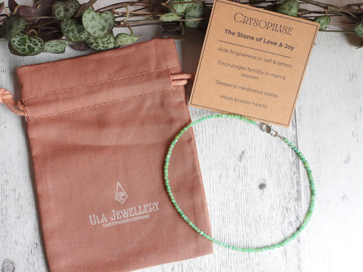 Dainty Chrysoprase "Love & Joy" Gemstone Anklet | Faceted Beads