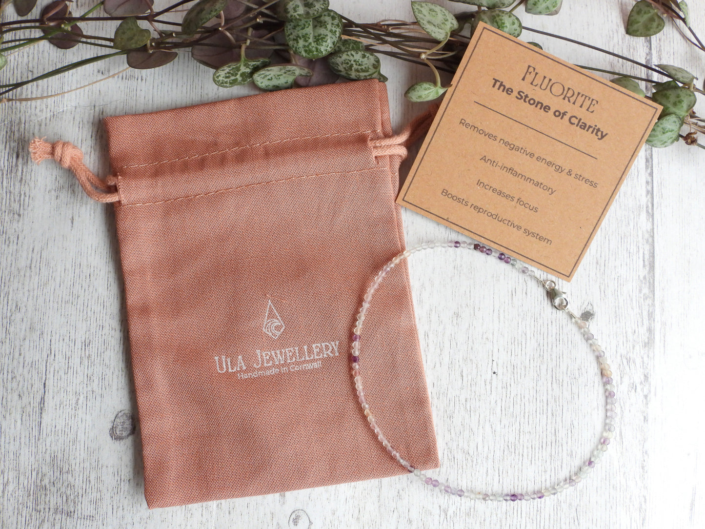 Dainty Fluorite "Clarity" Gemstone Anklet | Faceted Beads