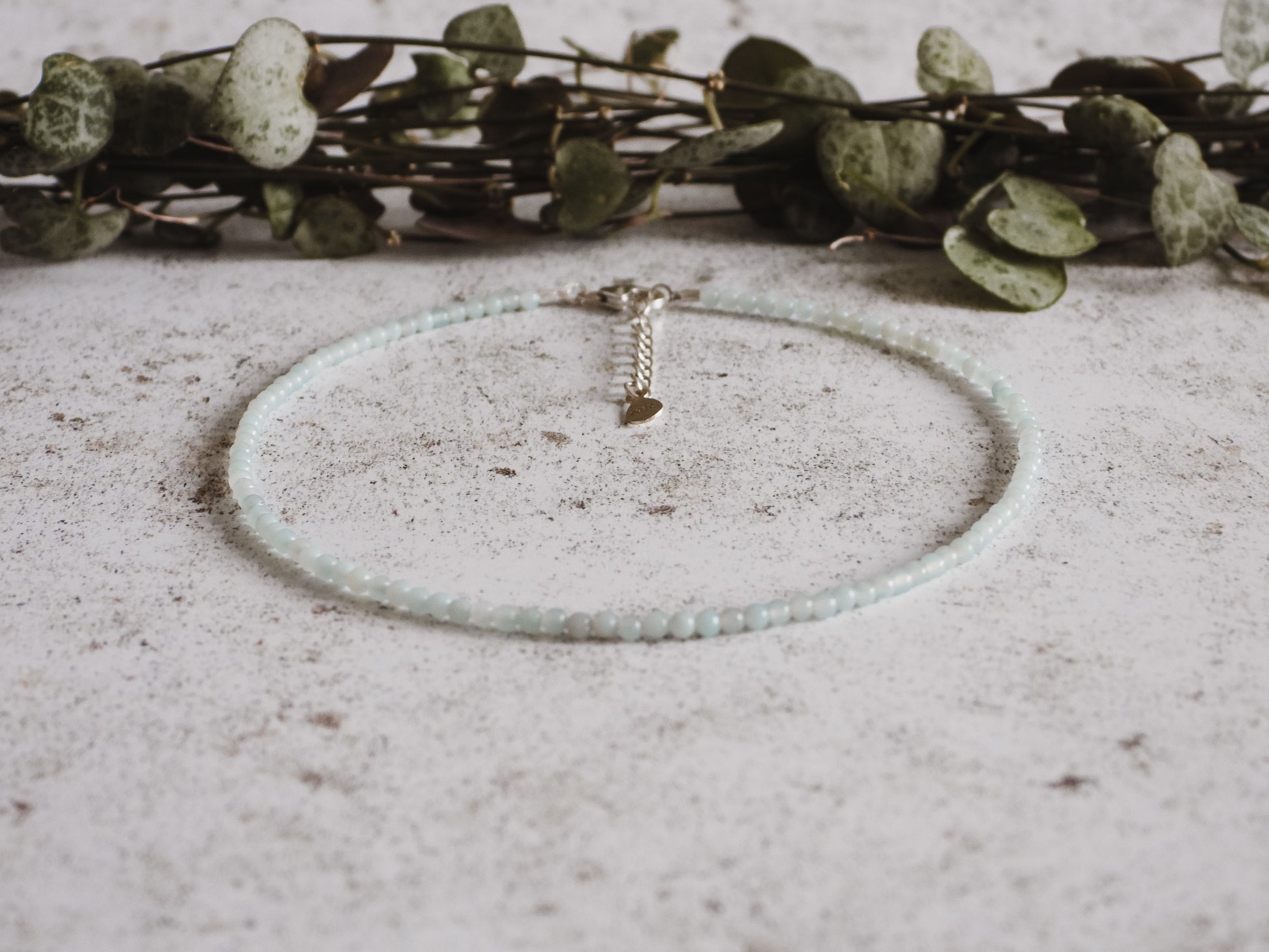 dainty adjustable amazonite real gemstone graded anklet by Ula Jewellery Cornwall