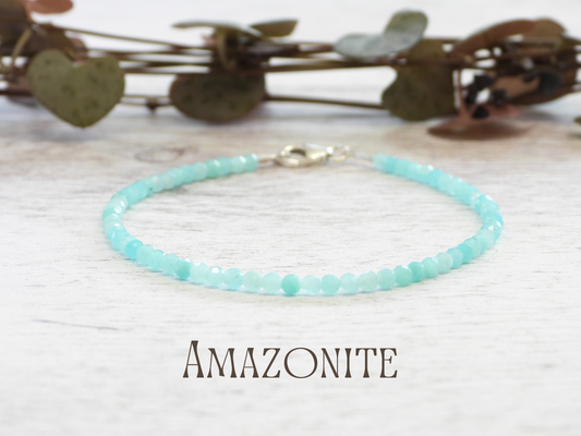 Dainty Amazonite "Hope" Gemstone Bracelet | Faceted Beads