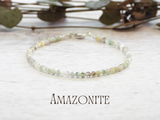 Dainty Amazonite "Hope" Gemstone Bracelet | Faceted Beads